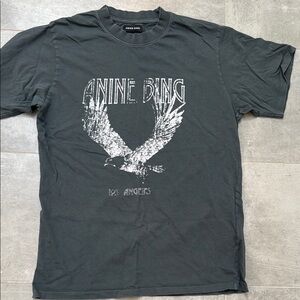 Anine Bing Black Short Sleeve Tee with Vintage Graphic